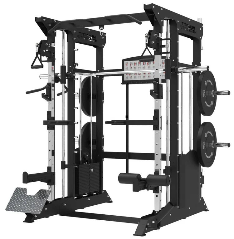 MÁQUINA SMITH CON DOBLE POLEA + RACK + 200KG DE PLACAS MS-01 FITMAKER